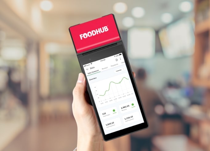 Android POS handheld device in use